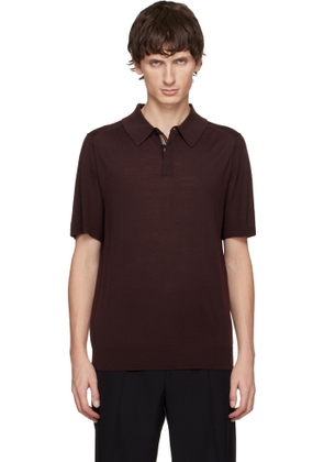 Paul Smith Burgundy Merino Wool Short Sleeve Polo