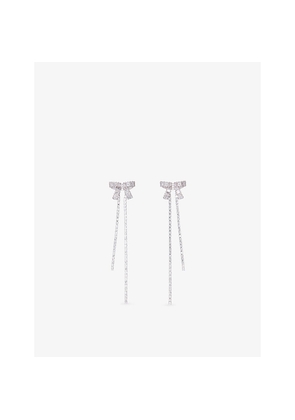 Womens Maje Bow Rhinestone-Embellished Brass Drop Earrings