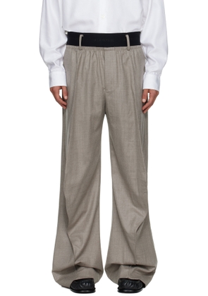 ALAINPAUL Taupe Knee Shape Tailored Trousers