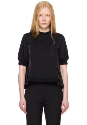3.1 Phillip Lim Black Puff Sleeve Flounce Satin Combo Top