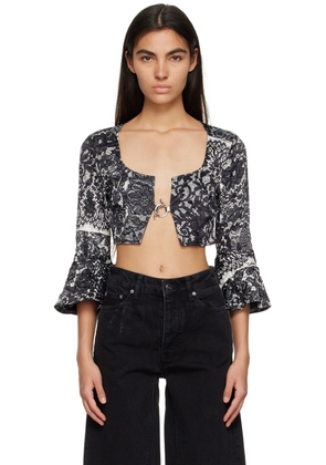 GANNI Black Crinkled Blouse