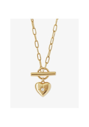 Womens Astley Clarke Biography Heart T-Bar 18ct Yellow Gold Vermeil and White Sapphire Necklace