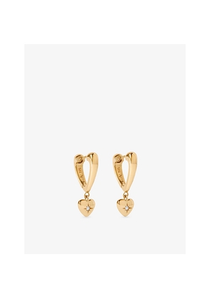 Womens Astley Clarke Biography Heart 18ct Yellow Gold Vermeil and White Sapphire Hoop Drop Earrings