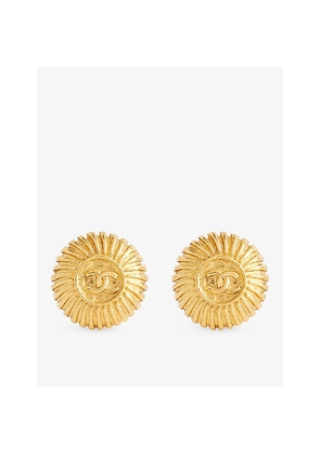 Womens Reselfridges Pre-Loved Chanel Round Gold-Tone Clip-On Metal Earrings