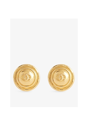 Womens Reselfridges Pre-Loved Chanel Round Gold-Tone Metal Earrings