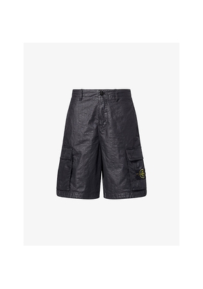 Mens Stone Island Panama Patch-Pocket Woven Cargo Shorts