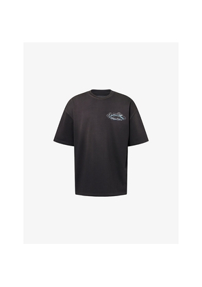 Mens Amiri Crystal Chateau Script Crewneck Cotton-Jersey T-Shirt