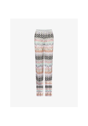Womens Missoni Geometric-Print Lamé-Knit Trousers