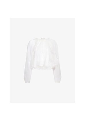 Womens Frame The Sheer Balloon Silk Blouse