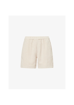 Mens Frame Open Weave Drawstring Cotton-Blend Shorts