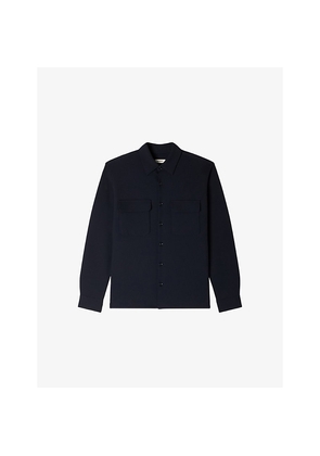 Mens Sandro Long-Sleeved Chest-Pocket Woven Shirt