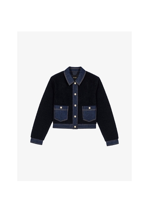 Womens Maje Denim-Trim Bouclé Woven Jacket
