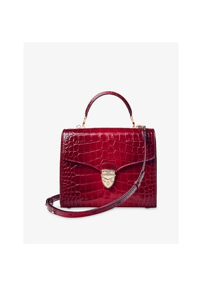 Womens Aspinal Of London Mayfair Croc-Embossed Leather Top-Handle Bag