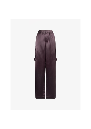Womens The Frankie Shop Delny Patch-Pocket Satin Cargo Pants