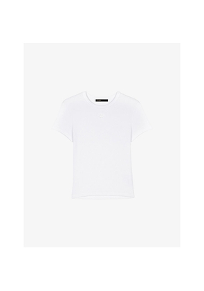 Womens Maje Brand-Embroidered Ribbed Cotton-Jersey T-Shirt