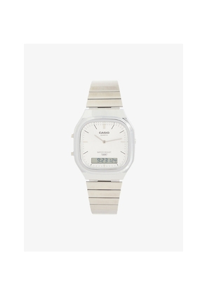 Mens Casio Vintage Silver Dial Stainless-Steel Quartz Watch