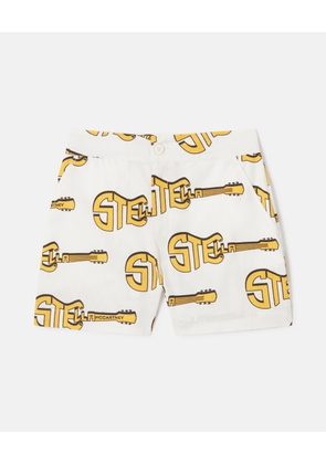 Stella McCartney - Guitar Print Shorts, Woman, Ivory/Multicolour, Size: 3
