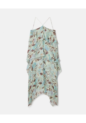 Stella McCartney - Lady Garden Print Silk Chiffon Halterneck Dress, , Size: 40