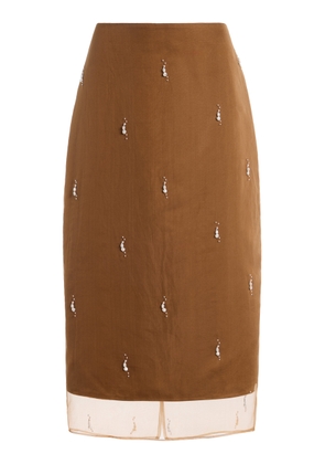 Róhe Pearl-Embellished Silk-Organza Skirt - Moda Operandi