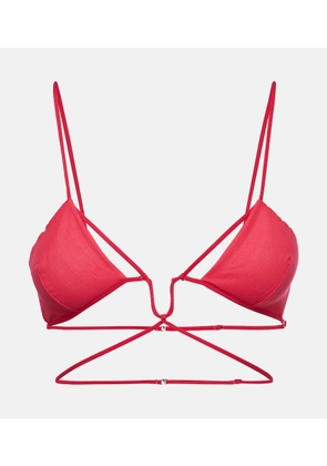 Nensi Dojaka Tie-trimmed gabardine bra