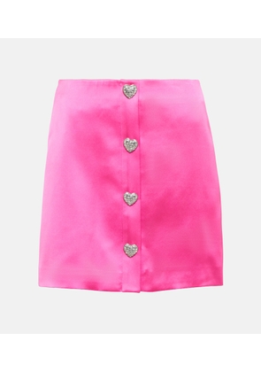 Self-Portrait Crystal-embellished satin miniskirt