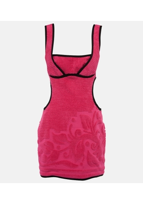 Marine Serre Jacquard cutout cotton minidress