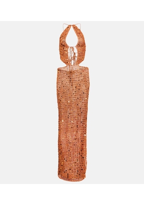 Aya Muse Morel cutout sequined maxi dress