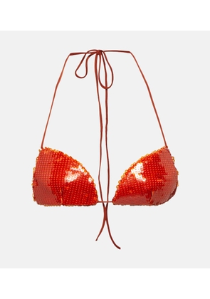 LaQuan Smith Sequined halterneck bra top