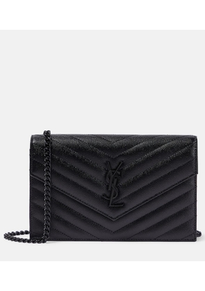 Saint Laurent Cassandre matelasse envelope leather wallet on chain