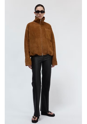 UTZON Julie Funnel-Neck Suede Jacket - Moda Operandi