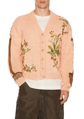 Story mfg. Hand Knit Sunwell Cardigan in Pink Diggin' The Earth - Pink. Size L (also in M, S).