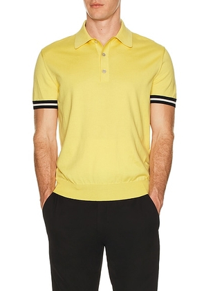 TOM FORD Contrast Cotton Silk Short Sleeve Polo in Lemon Drop - Yellow. Size 48 (also in 46, 50, 52).