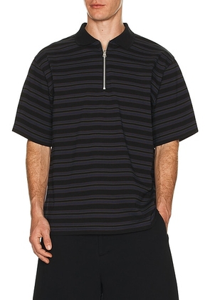 Sacai Horizontal Stripe T-Shirt in Black & Navy - Black. Size 3 (also in 4).