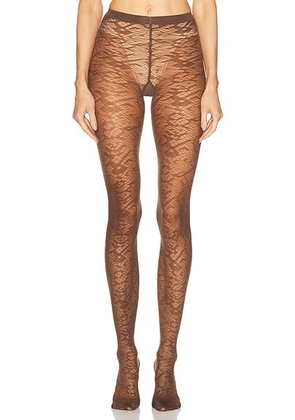 Wolford Snake Jacquard Tights in Umber - Brown. Size M (also in ).