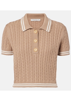 Alessandra Rich Cable-knit cropped cotton polo shirt