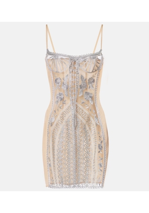 The Attico Embroidered sheer minidress
