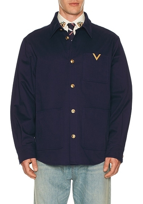 Valentino Classic Cotton Gabardine Jacket in Blue - Blue. Size 44 (also in 48, 50).