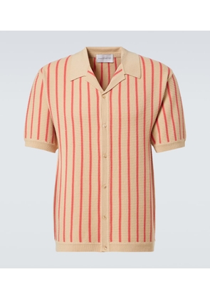 King & Tuckfield Striped knitted wool bowling shirt