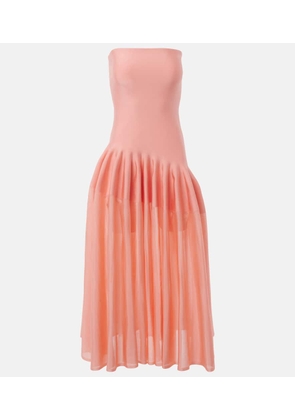 Alaia Pleated strapless maxi dress