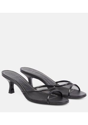 Staud Brigitte 55 leather-trimmed mesh mules