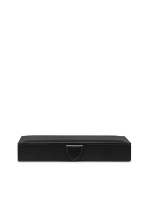 Smythson Cufflink Box In Panama In Black