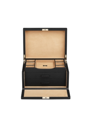 Smythson 3 Drawer Jewellery Box In Panama In Black