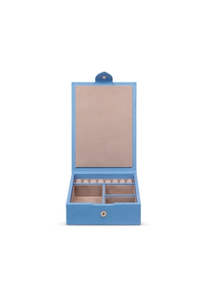 Smythson Travel Tray Jewellery Box In Panama In Nile Blue