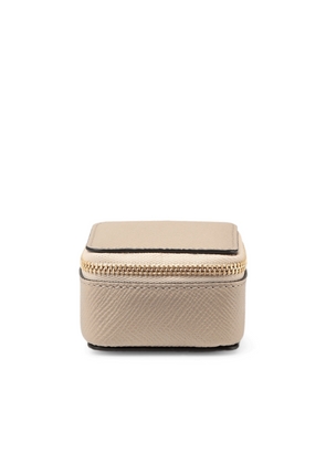 Smythson Small Square Trinket Case In Panama In Sandstone