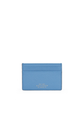Smythson Flat Card Holder In Panama In Nile Blue