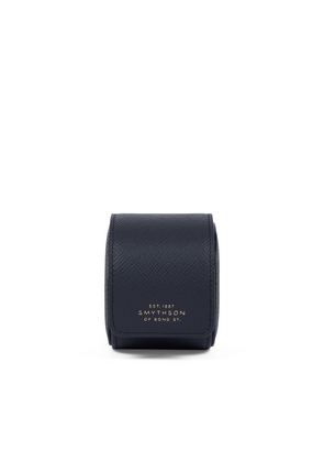 Smythson Single Watch Roll In Panama In Navy