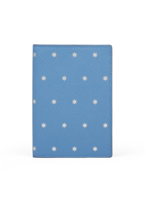 Smythson Passport Cover In Panama In Stars Nile Blue