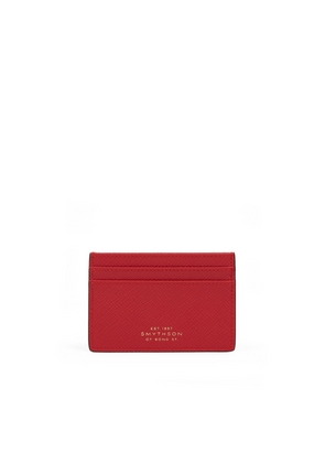 Smythson Flat Card Holder In Panama In Scarlet Red
