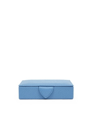 Smythson Small Square Trinket Box In Panama In Nile Blue
