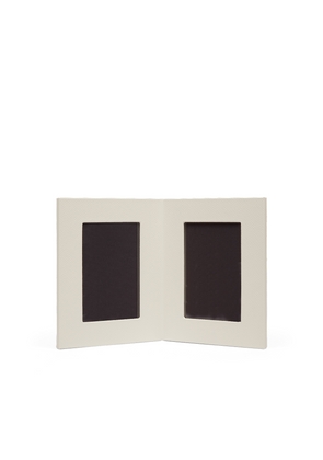 Smythson Double Photo Frame In Panama In Chalk